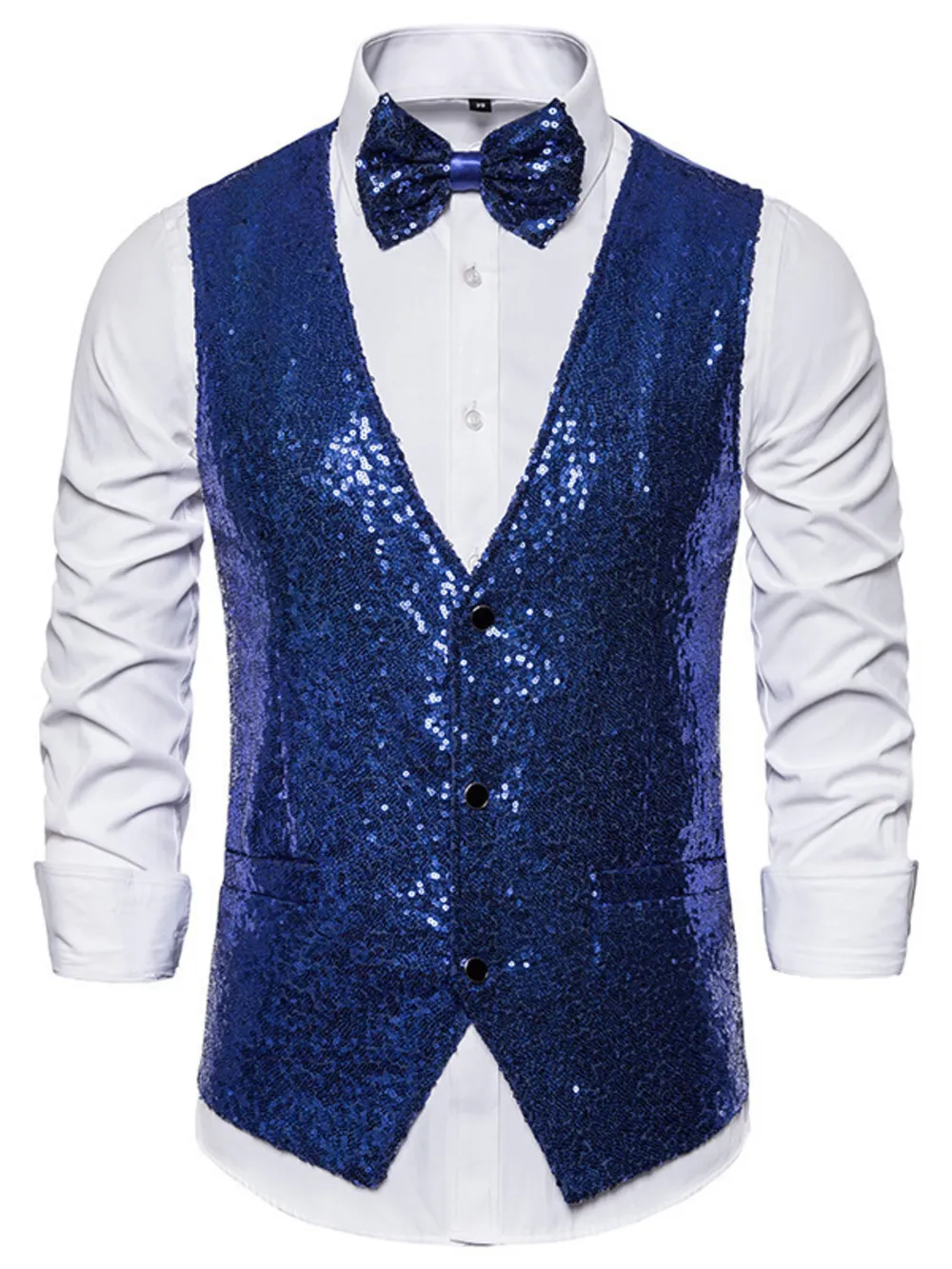 Men's Sequin Slim Fit Vest, image 6