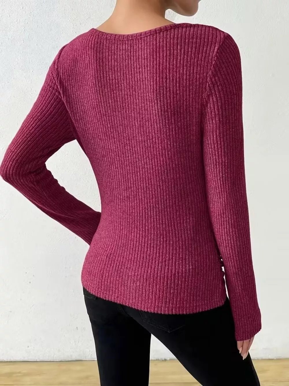 Cowl Neck Ribbed Knit Top, image 13