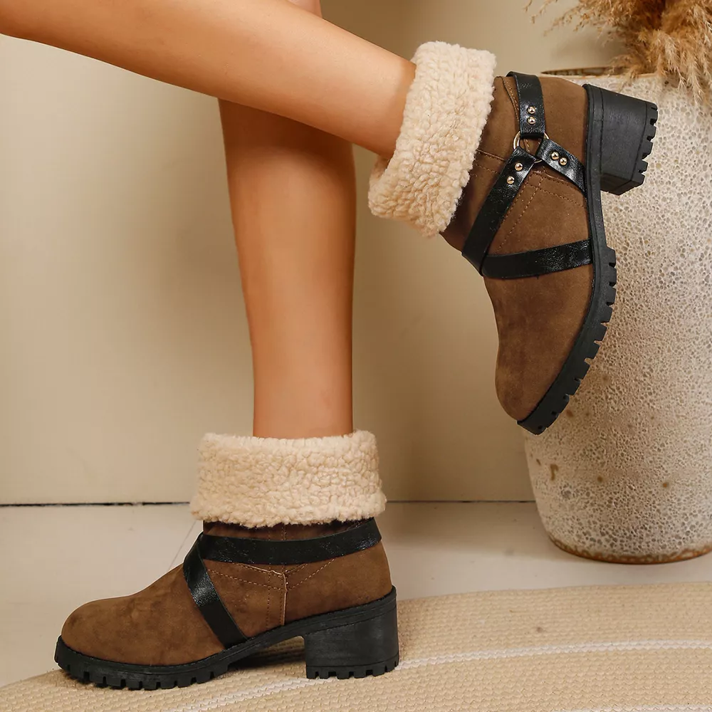 Round Toe Block Heels Boots, image 4