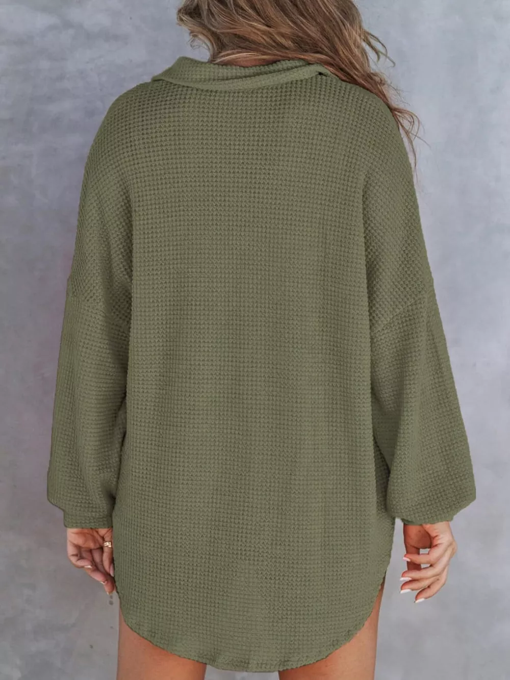 Casual Waffle Knit Button Detail Blouse, image 23