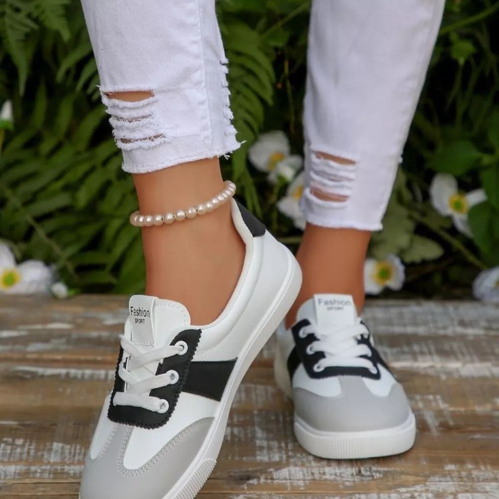 Round Toe Lace Up Sneakers