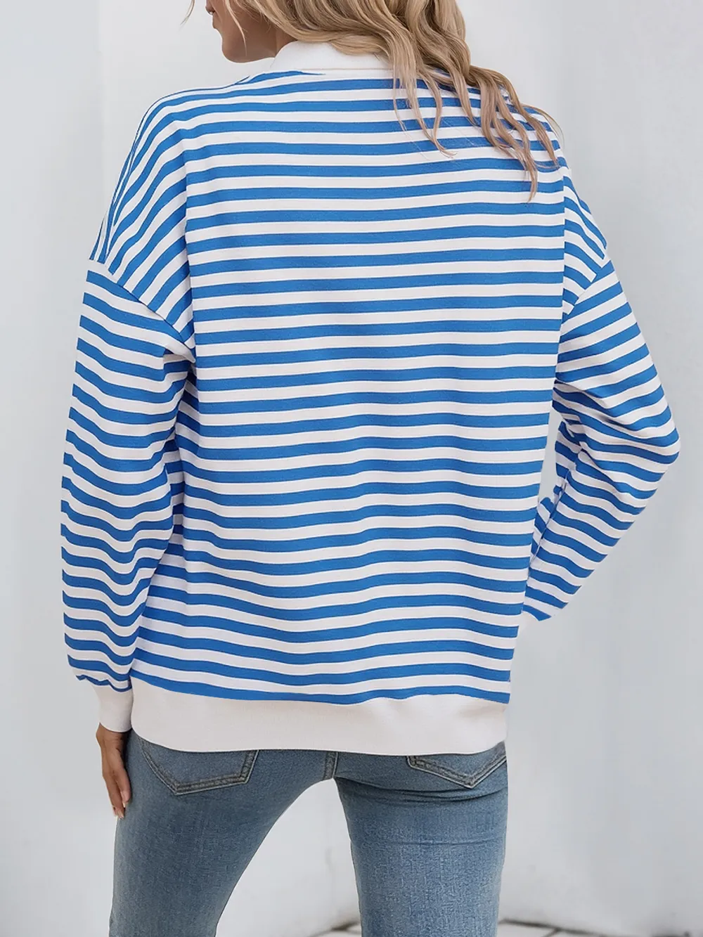 Striped Quarter Zip Long Sleeve Hoodie, image 6
