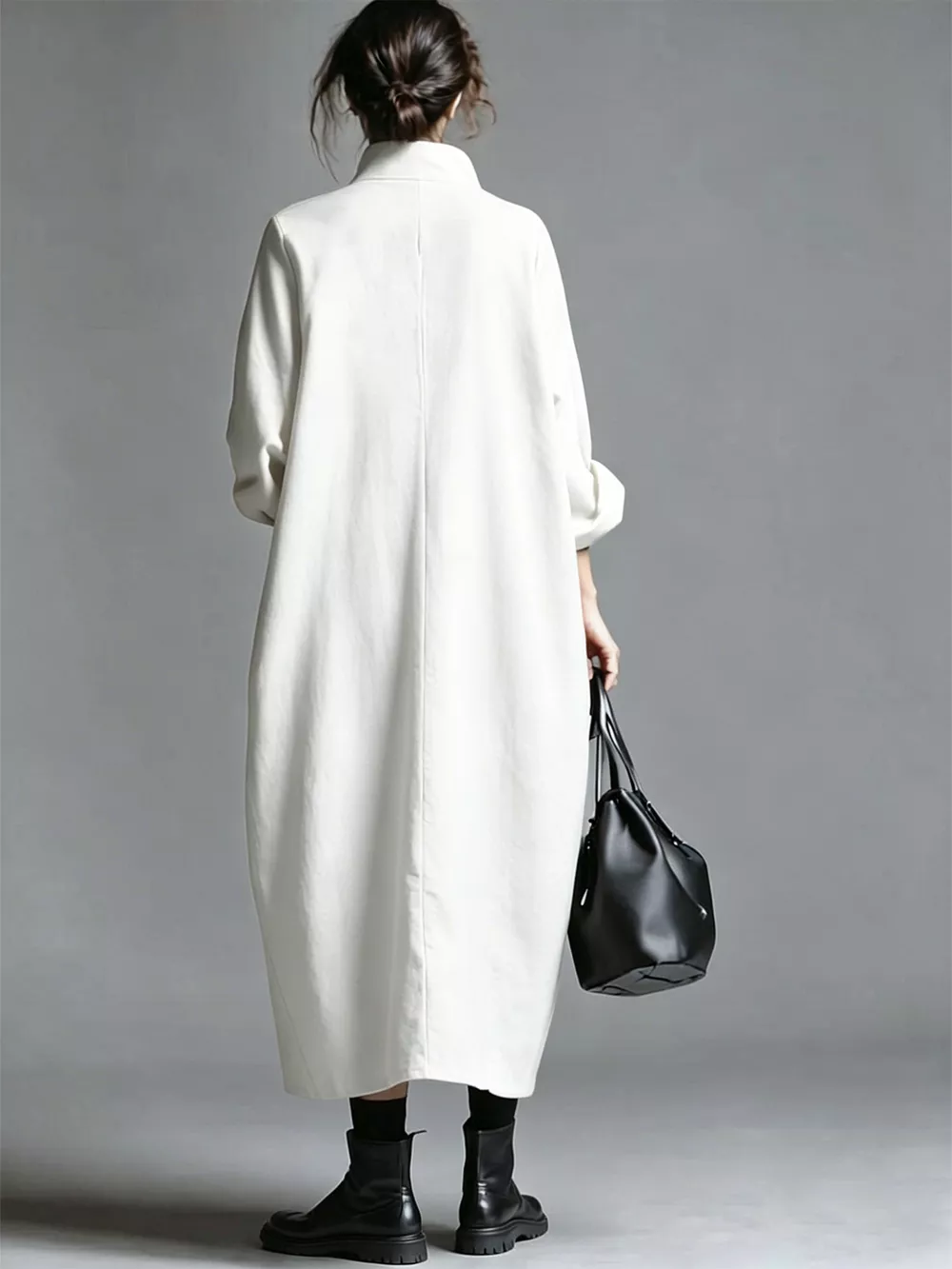 Full Size Loose-Fit Mock Neck Midi Dress with Pockets Plus Size, image 13