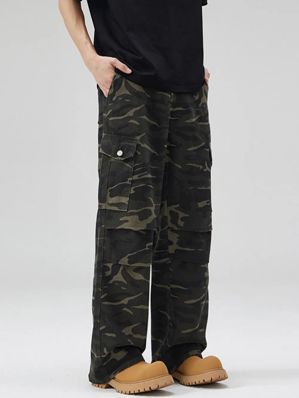 Men's Full Size Camouflage Cargo Pants with Multi-Pocket Plus Size, image 4