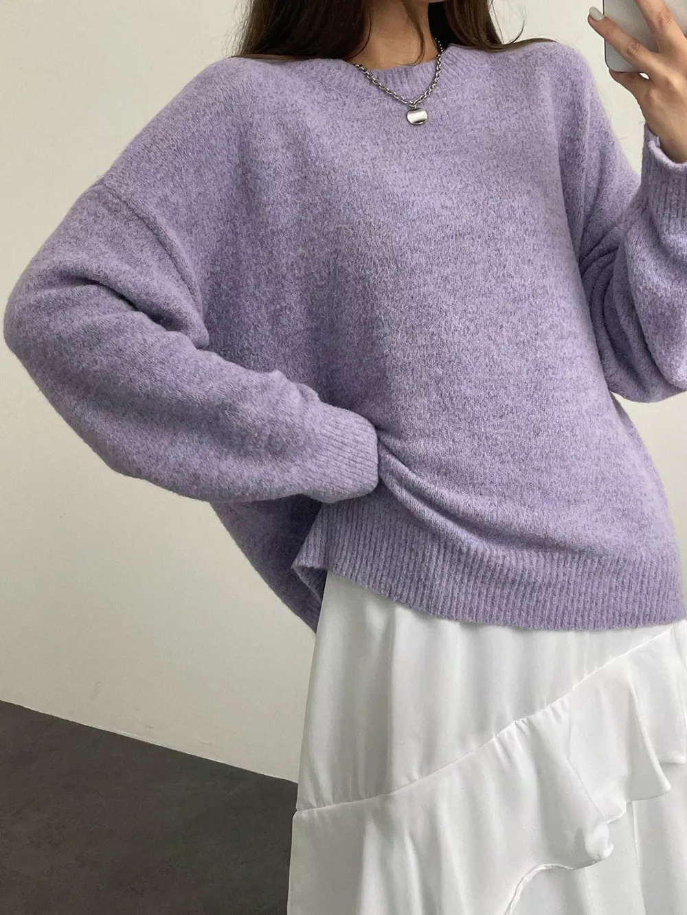 Cozy Knit Round Neck Oversized Sweater, image 8