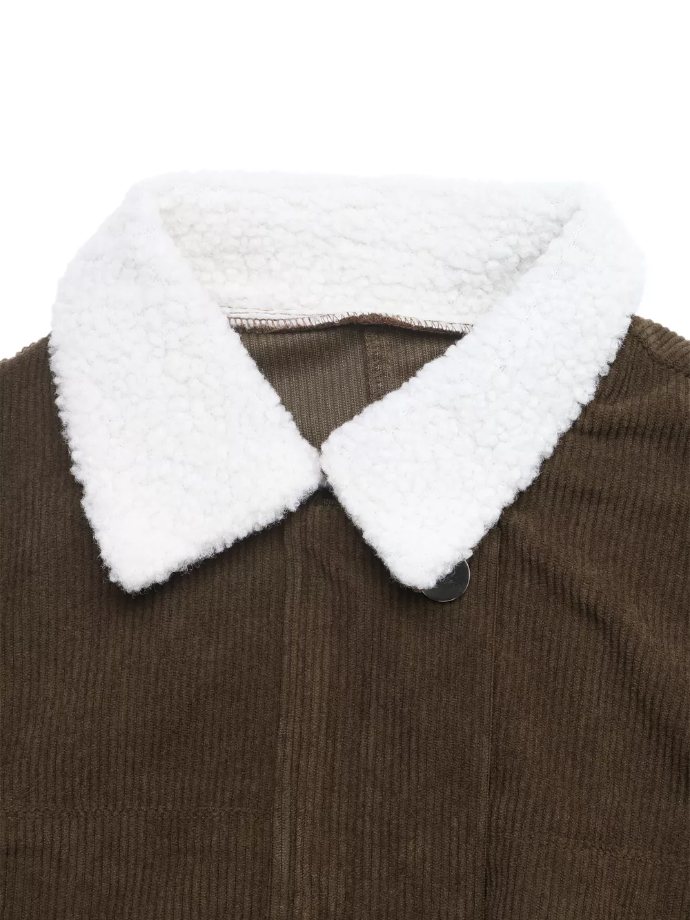 Contrast Sherpa Collar Corduroy Zip Up Jacket, image 7
