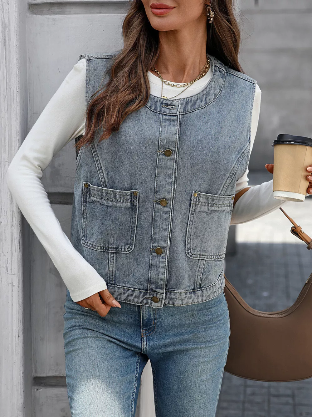 Button-Down Denim Vest, image 4