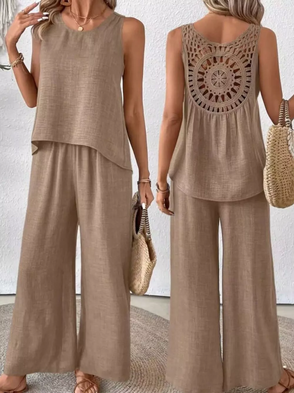 Round Neck Tank and Pants Set, image 13