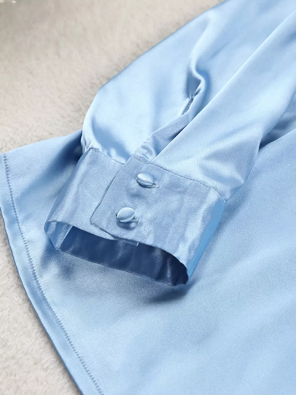 Satin Long Sleeve Shirt and Pants Set, image 6