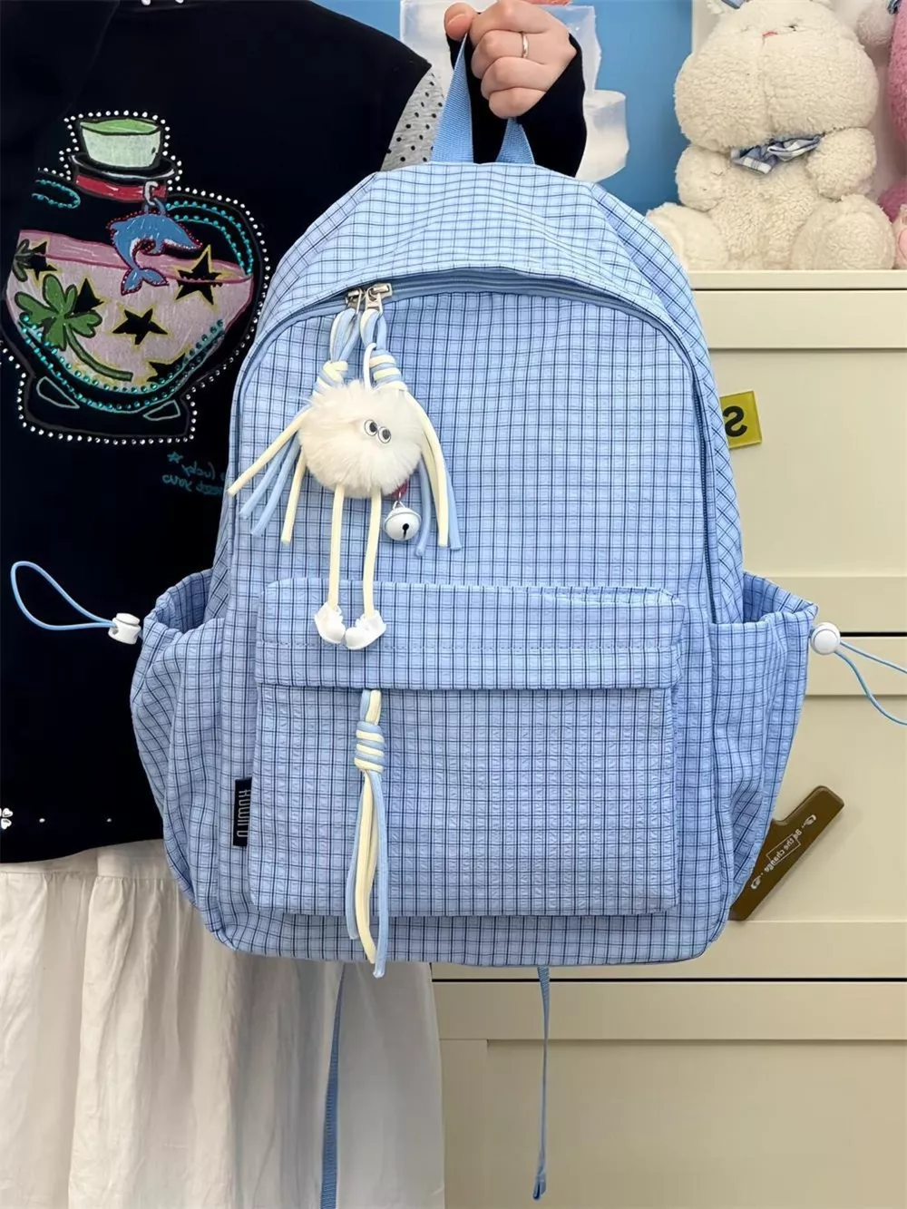 Casual Plaid Backpack Bag, image 5