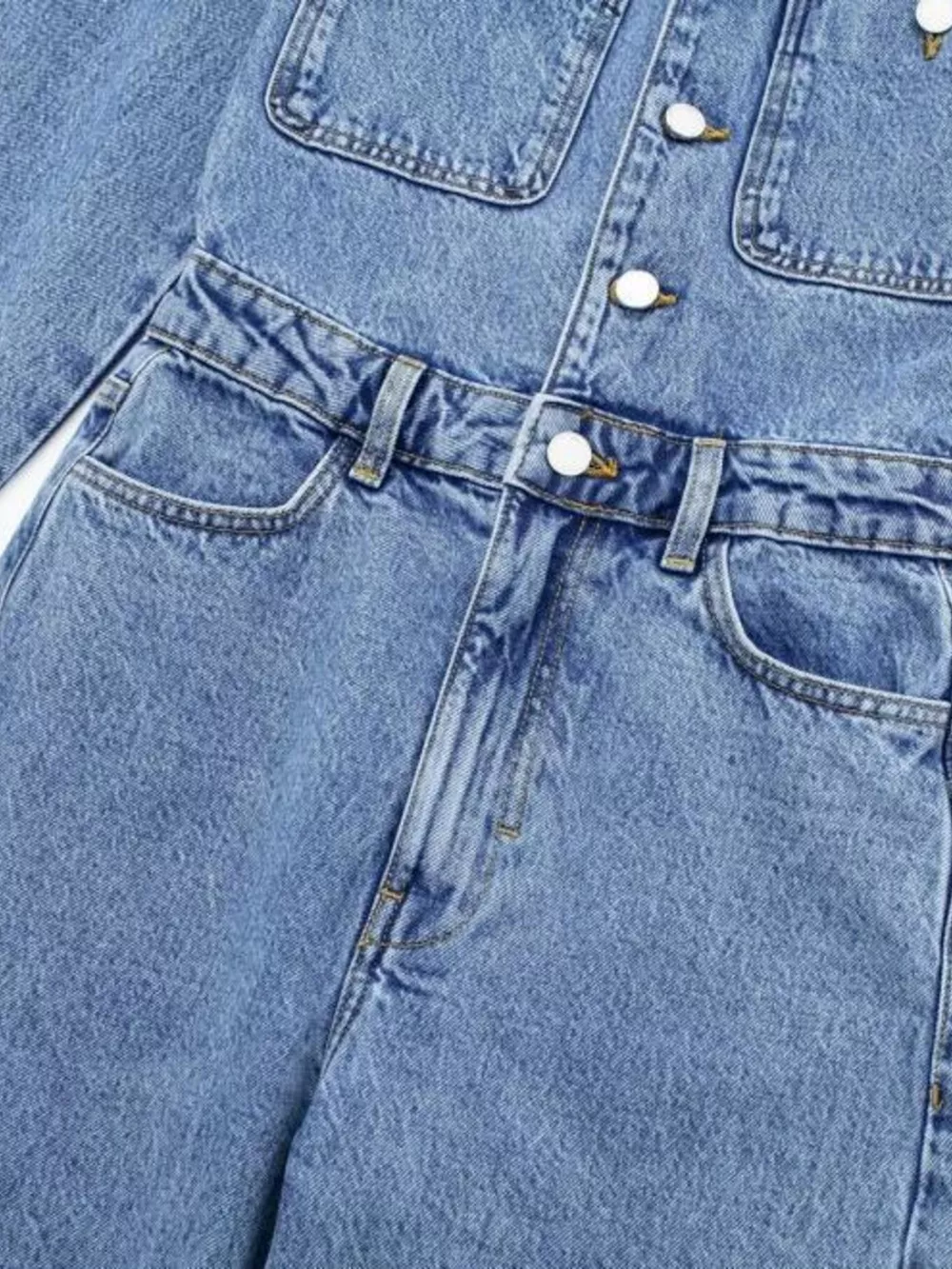 Vintage Wash Long Sleeve Denim Jumpsuit with Button-Down Front, image 12