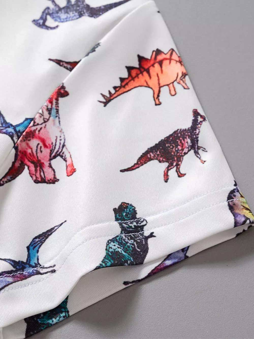 Children's Dinosaur Print Round Neck Top and Shorts Set, image 2