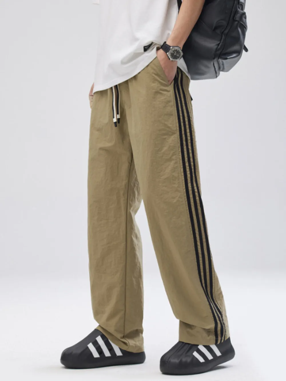 Men's Full Size Drawstring Wide Leg Pants with Side Striped Plus Size, image 3