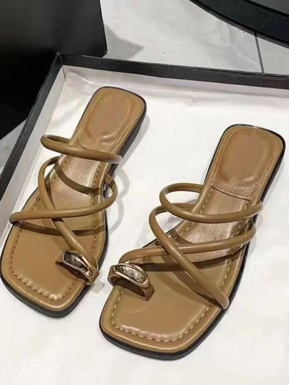 Crisscross Strap Flat Sandals, image 4