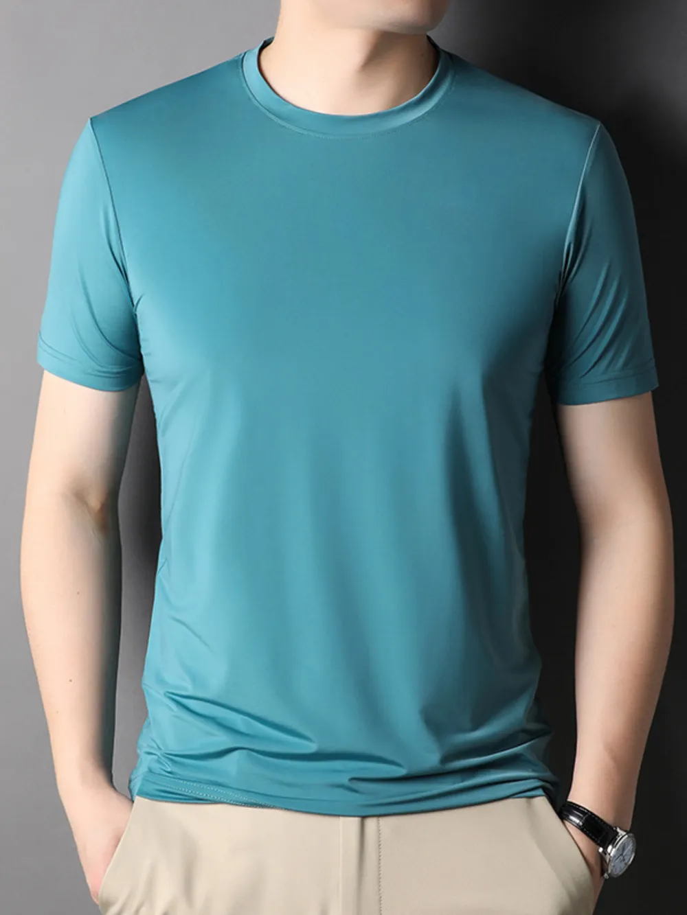 Men's Round Neck Short Sleeve T-Shirt, image 2