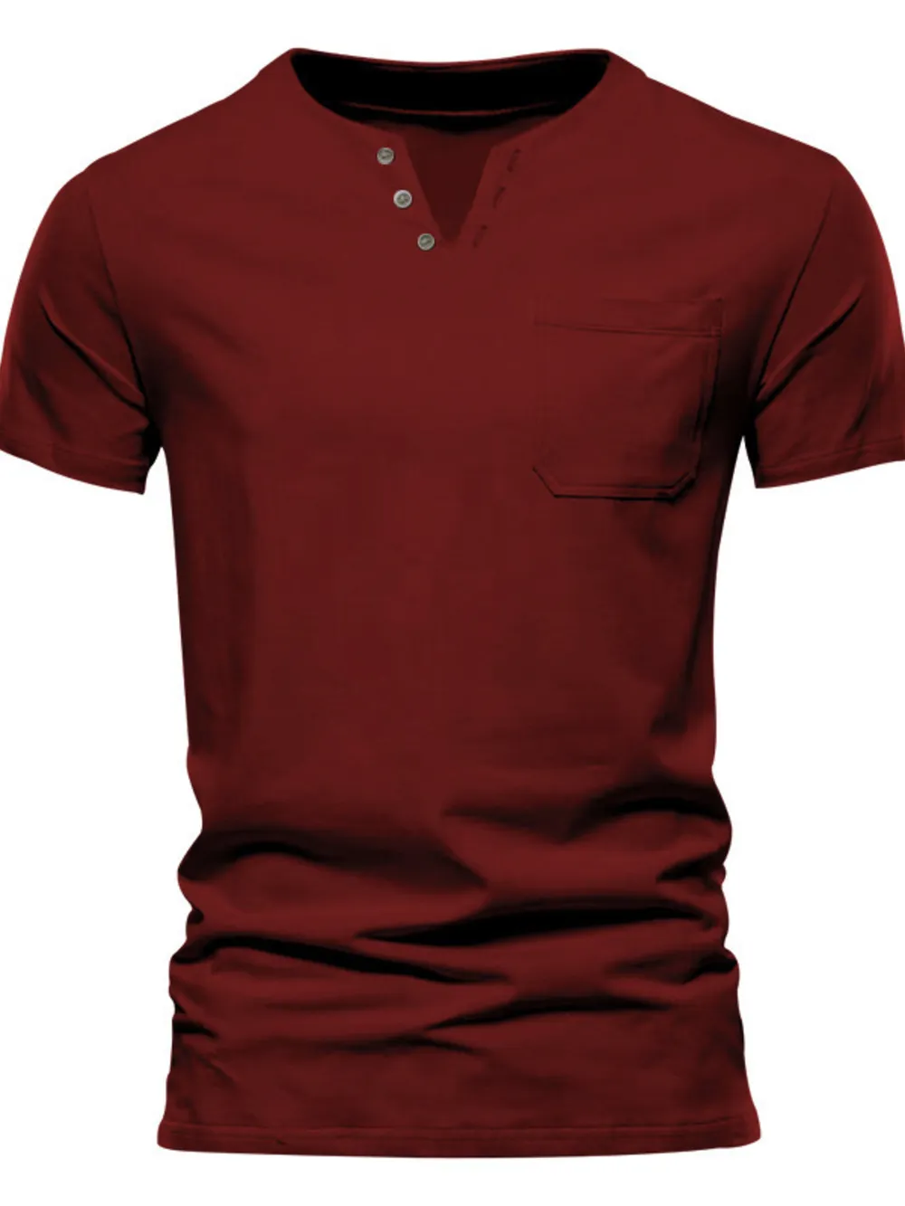 Men's Full Size Notched Henley T-Shirt with Chest Pocket Plus Size, image 8