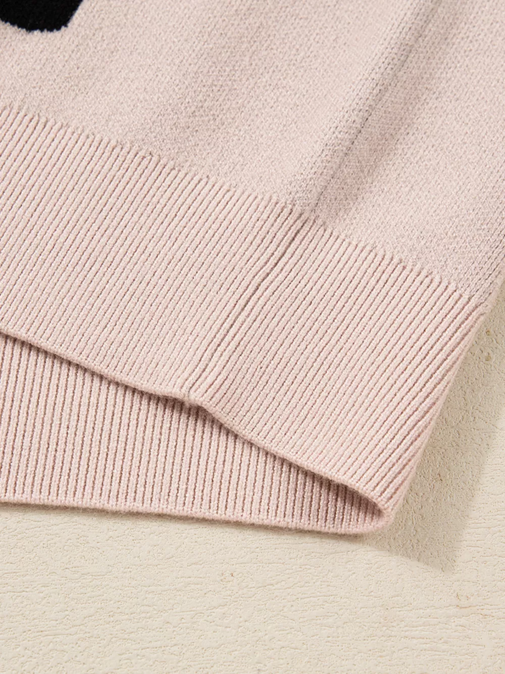 Pearl Embellished Bow Pattern Loose Sweater, image 6