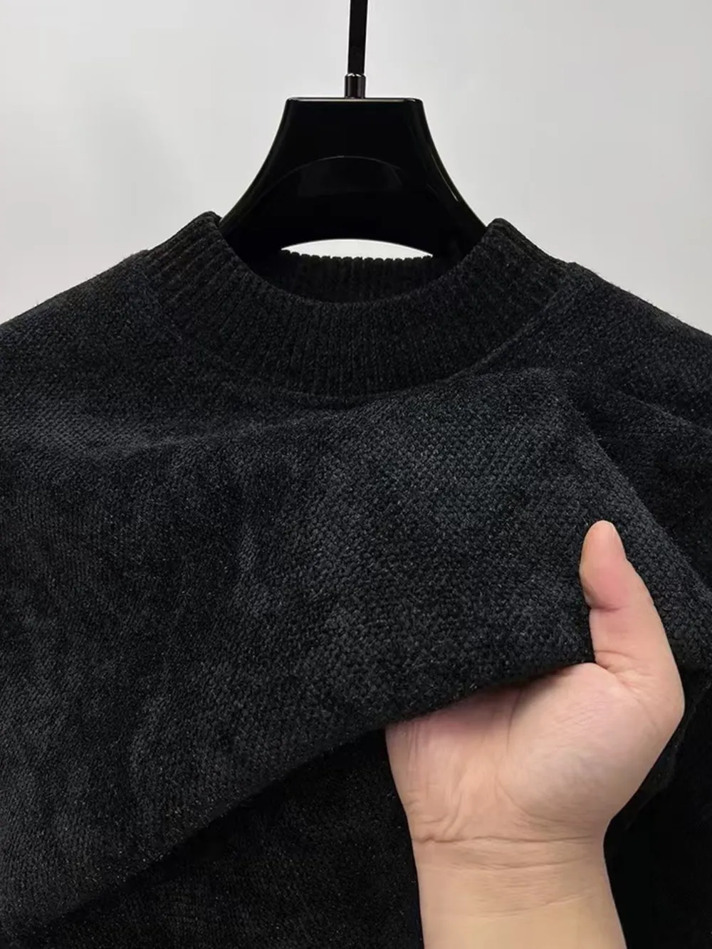 Men's Plus Size Ribbed Hem Long Sleeve Sweater, image 7