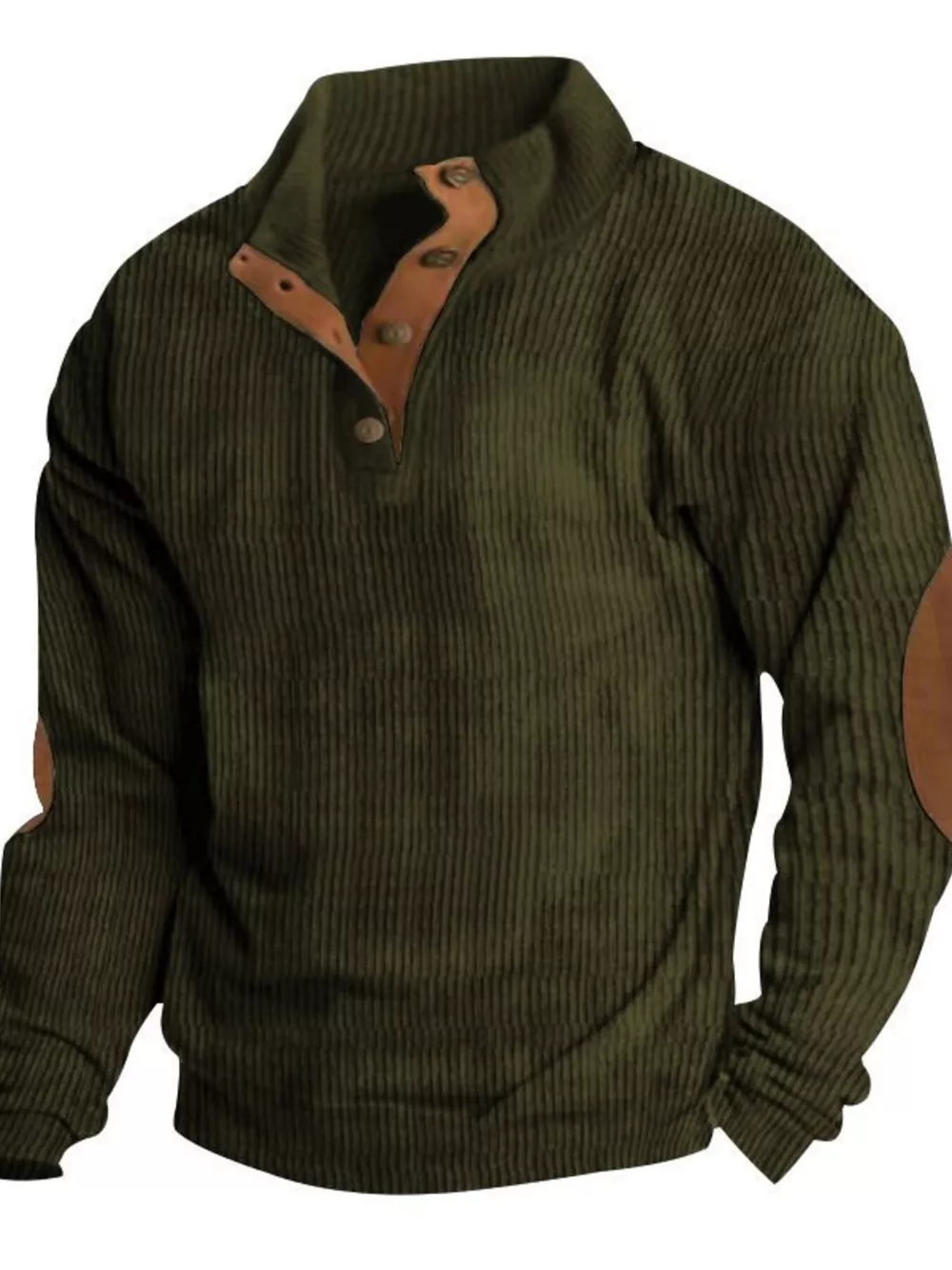 Men's Full Size Button Detail Long Sleeve Sweatshirt Plus Size