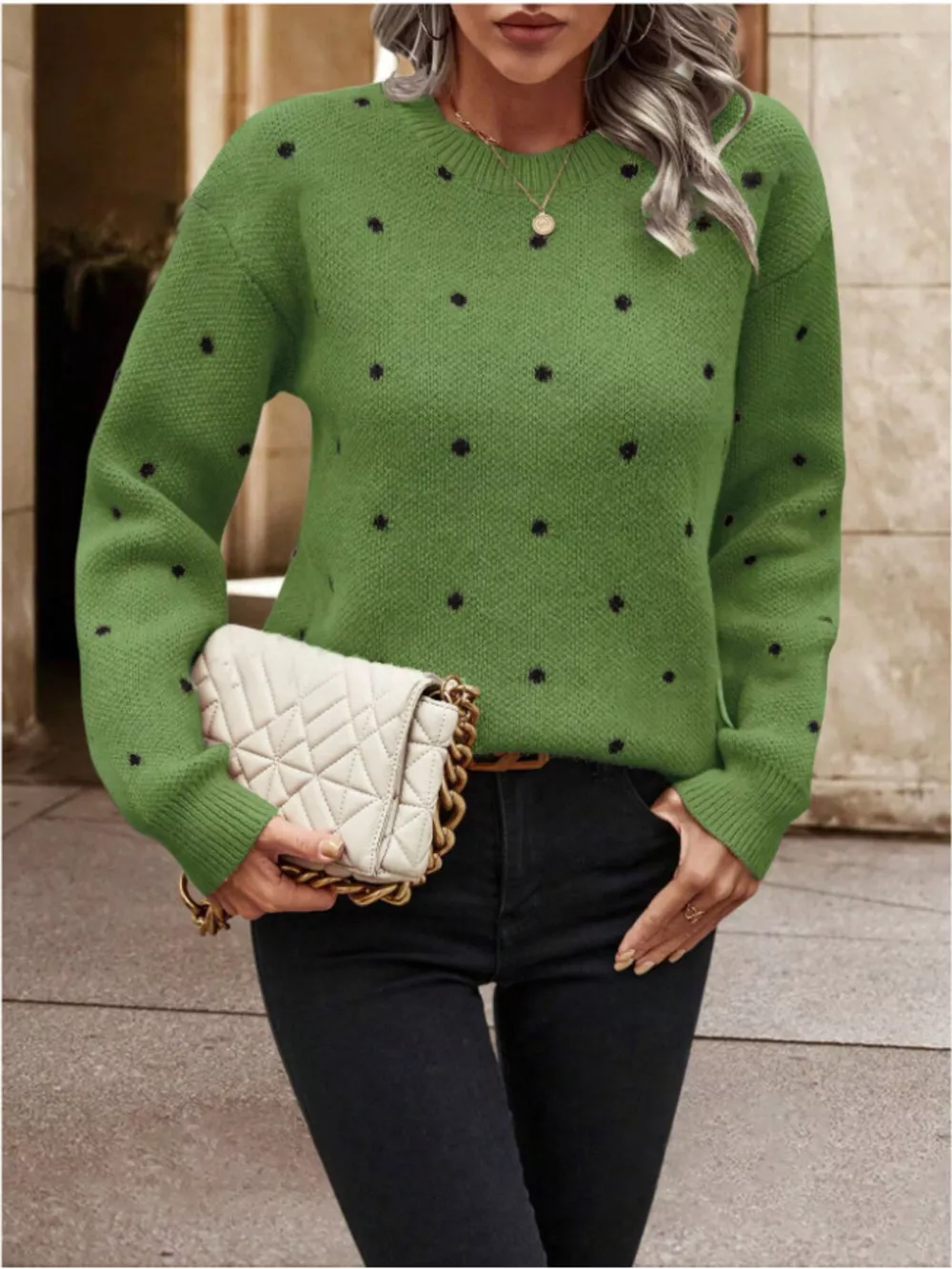 Polka Dot Long Sleeve Sweater, image 8