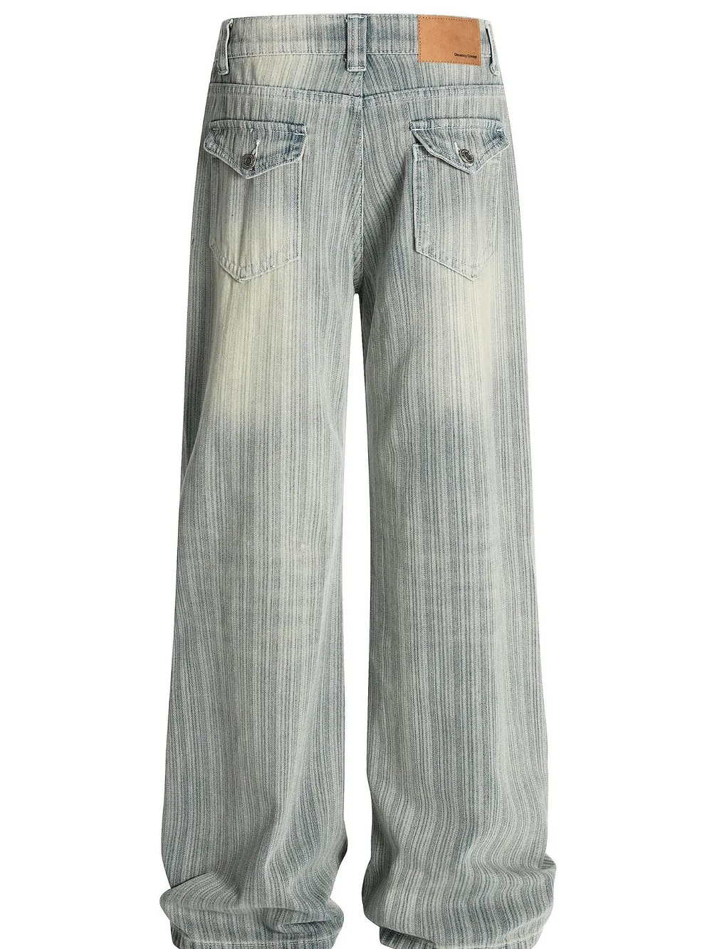 Men's Washed Pinstripe Wide Leg Jeans, image 3