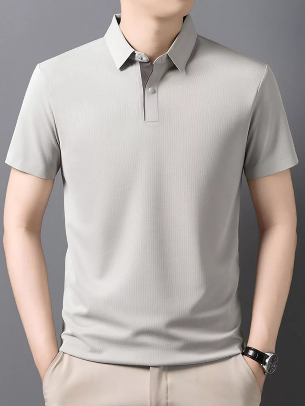 Men's Plus Size Button Detail Short Sleeve Polo