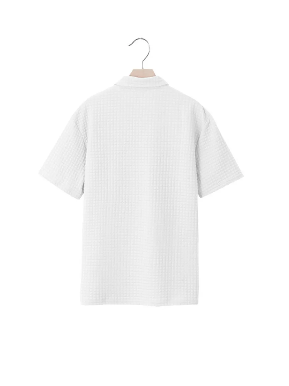 Men's Full Size Waffle Short Sleeve Polo with Zipper Detail Plus Size, image 18