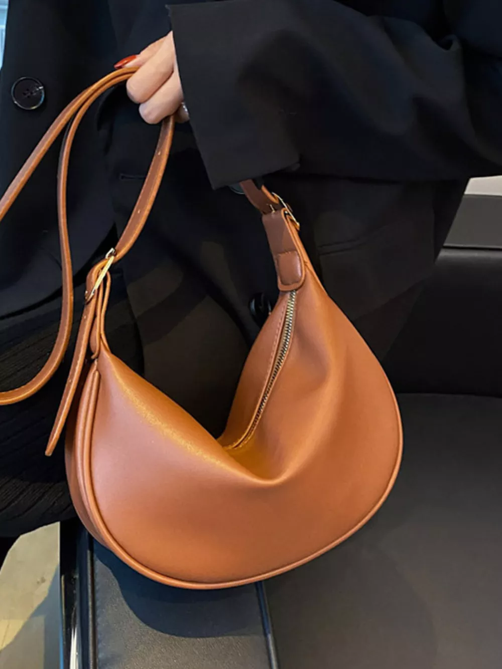 Adjustable Strap Crescent Crossbody Bag, image 10