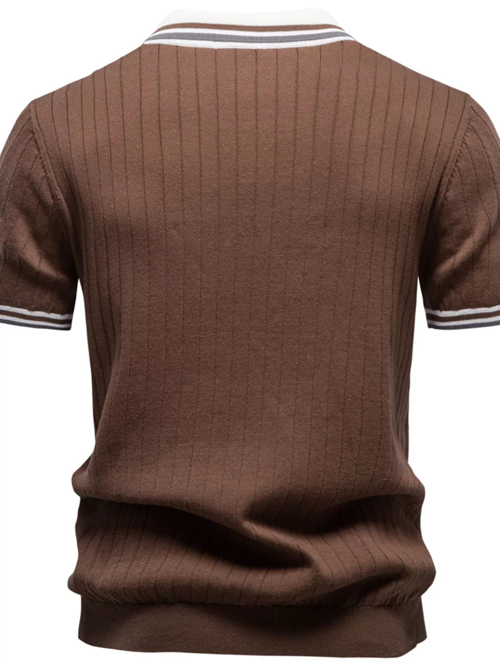 Men's Classic Ribbed Knit Short Sleeve Polo, image 6