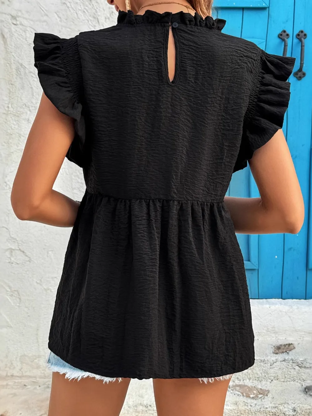 Ruffled Cap Sleeve Blouse, image 3