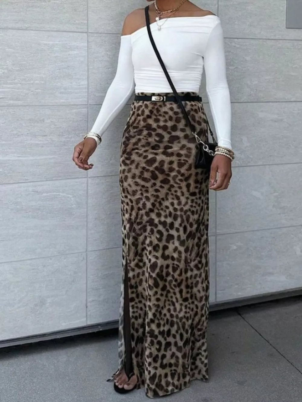Leopard Print High-Waisted Maxi Skirt, image 3