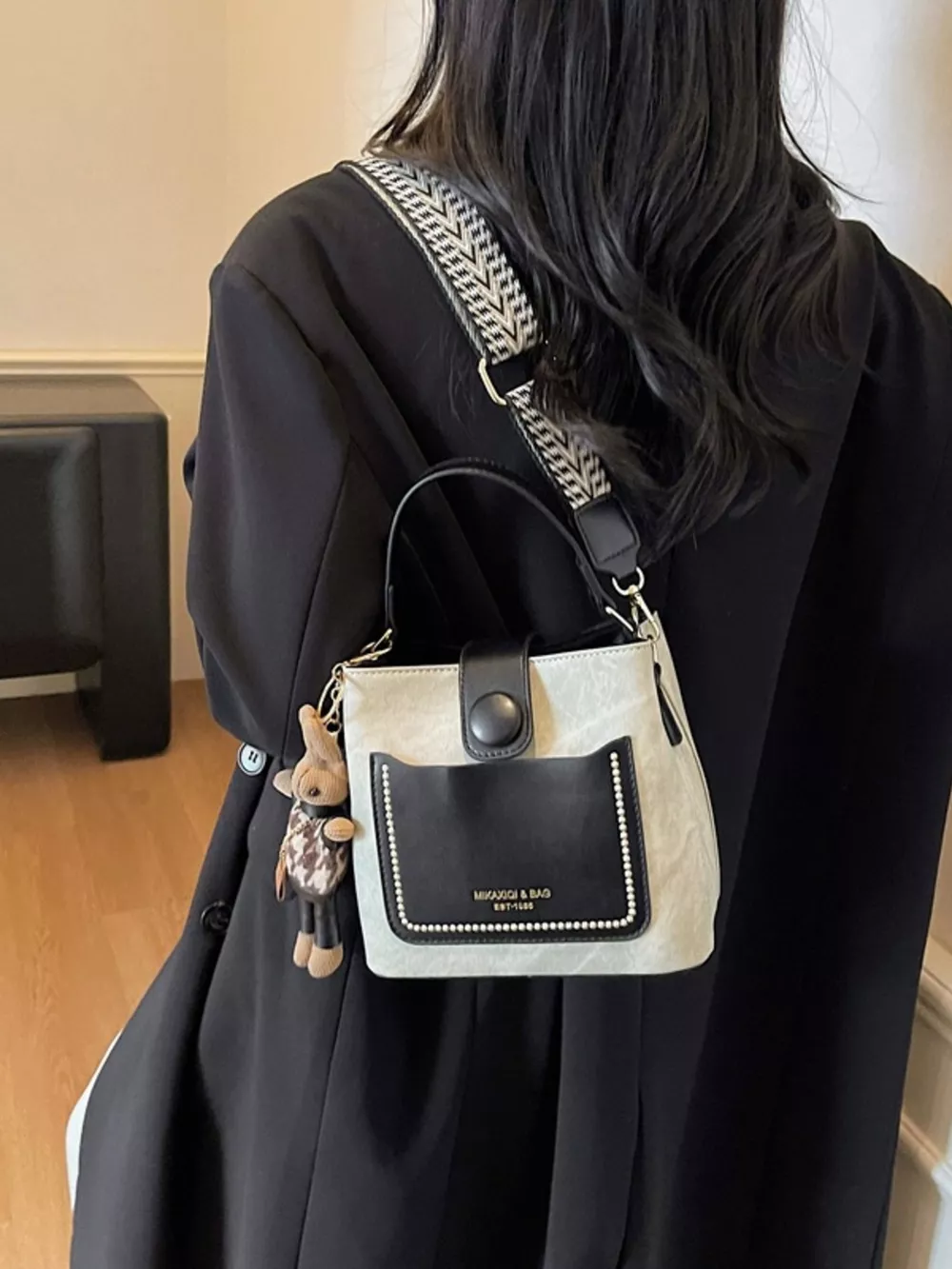 Two-Tone Bucket Crossbody Bag, image 6
