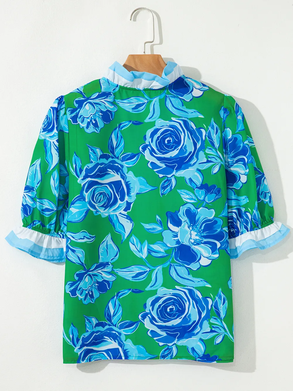 Floral Frilled V Neck Short Sleeve Blouse, image 11