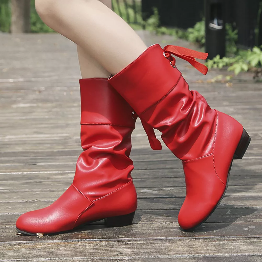Round Toe Block Heels Boots, image 8