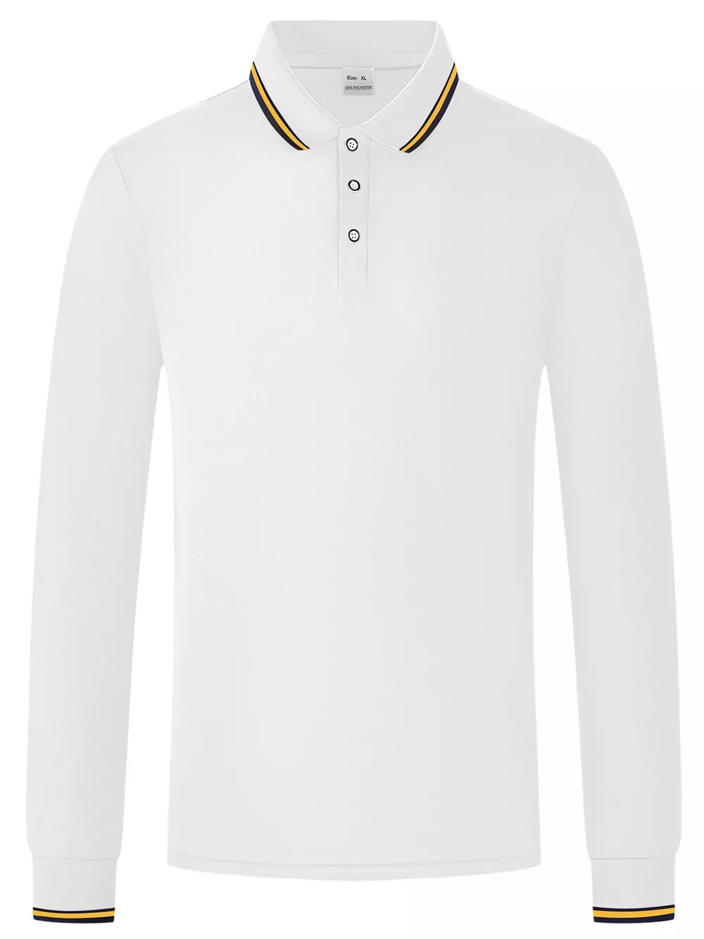 Men's Full Size Classic Long-Sleeve Polo with Striped Collar Plus Size, image 16