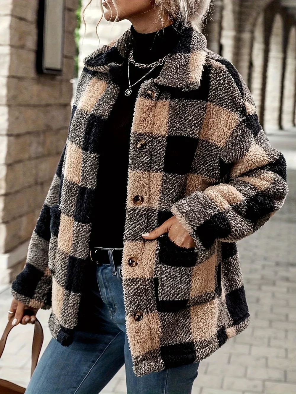 Plaid Sherpa Button-Down Outerwear, image 2