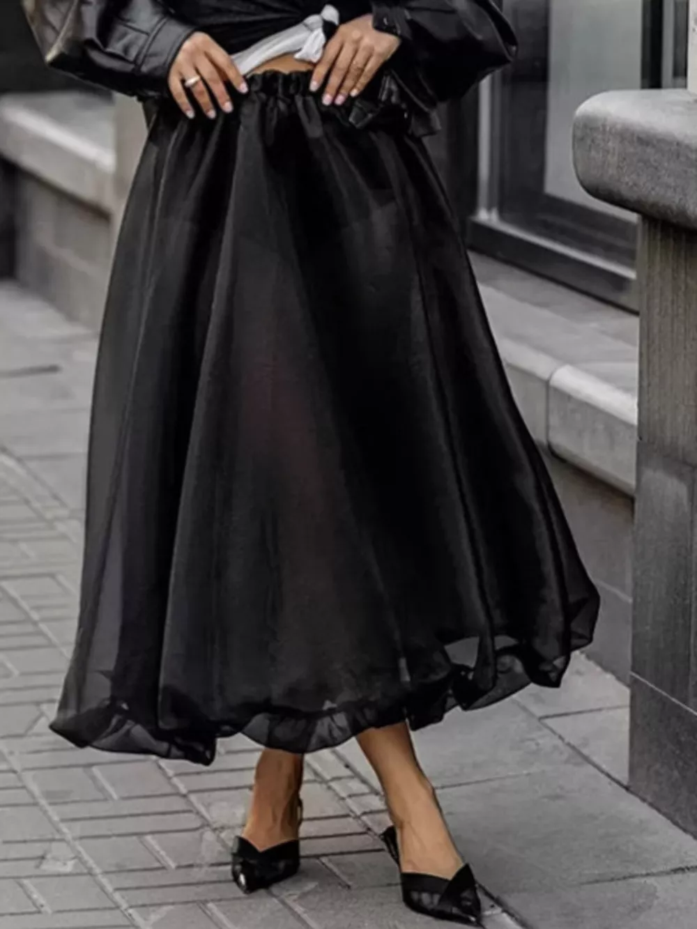 Elastic Waist Flowy Skirt, image 8