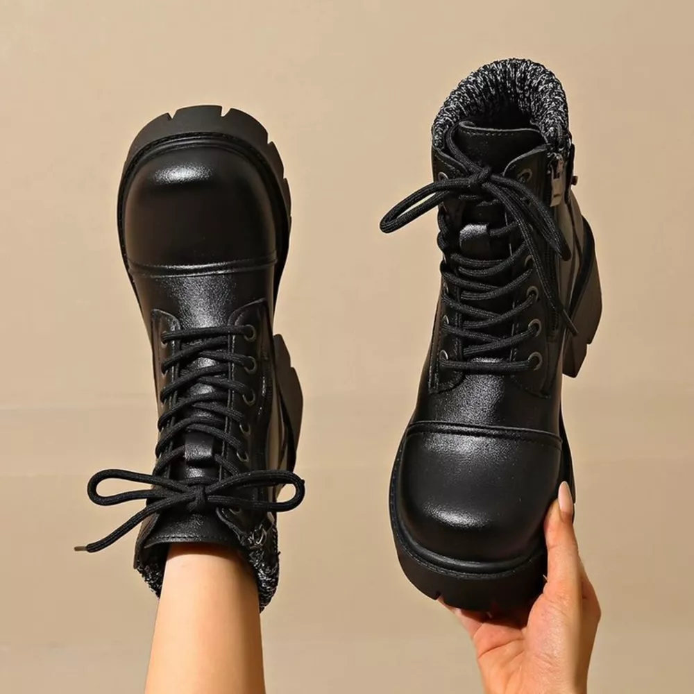 Round Toe Block Heels Boots