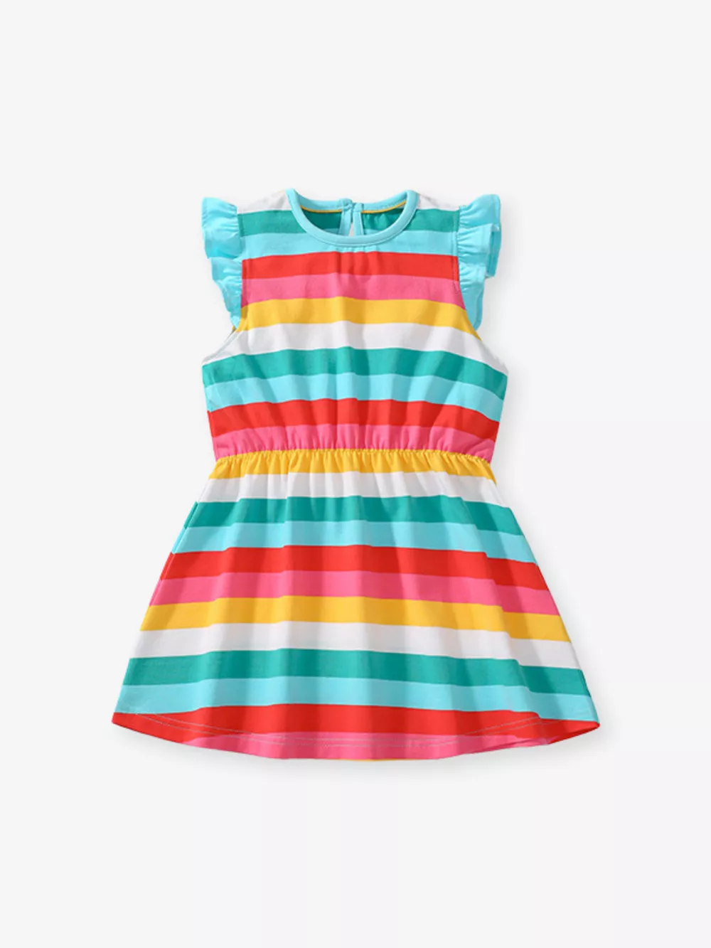 Children's Colorful Striped Ruffle Sleeve Dress, image 4