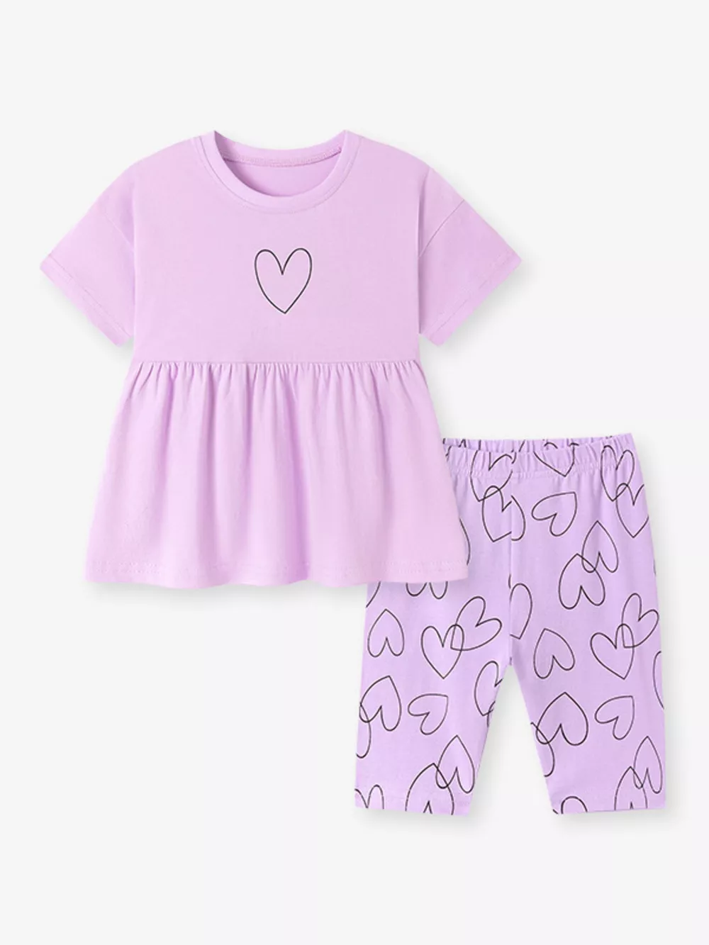 Children's Heart Print Tee and Shorts Casual Set, image 4