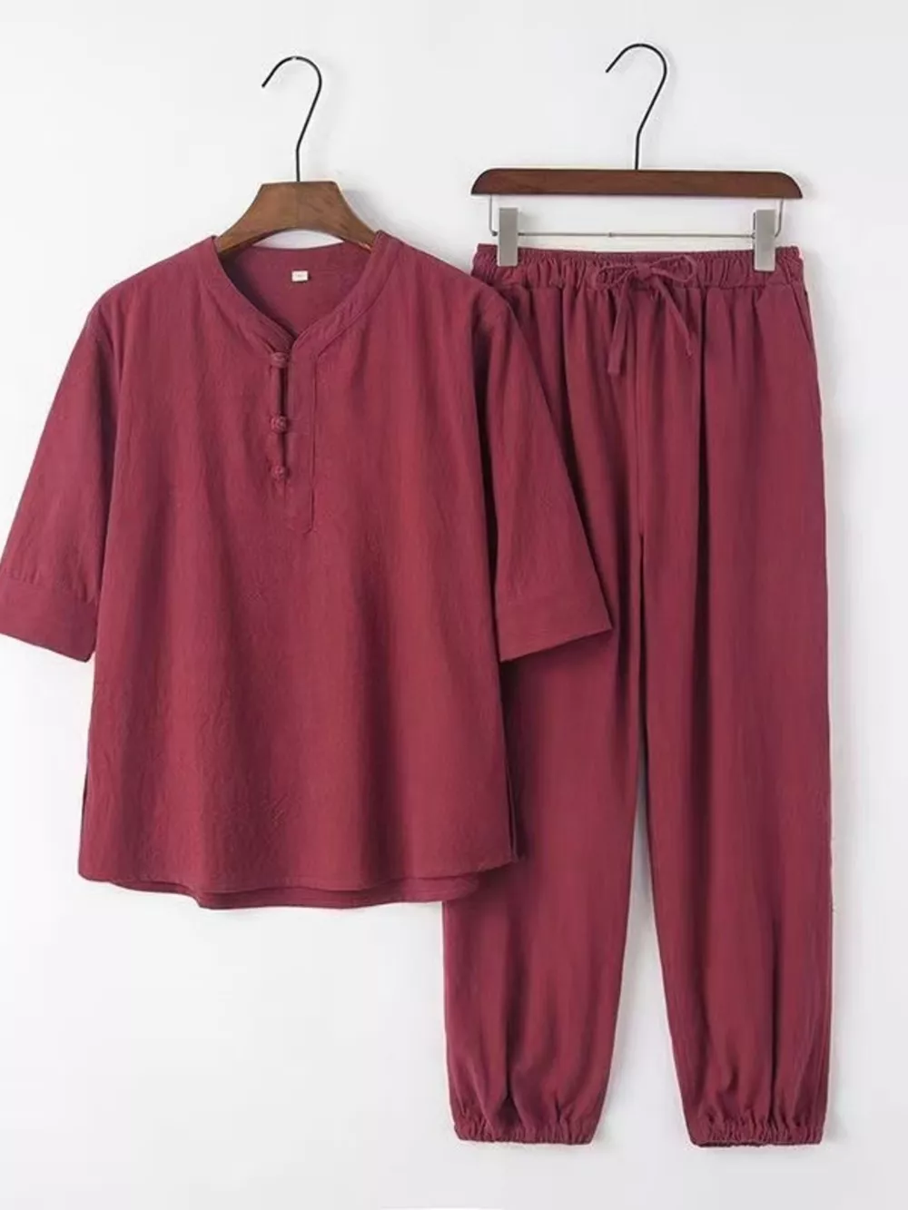 Men's Plus Size 3/4 Sleeve Top and Pants Set, image 3