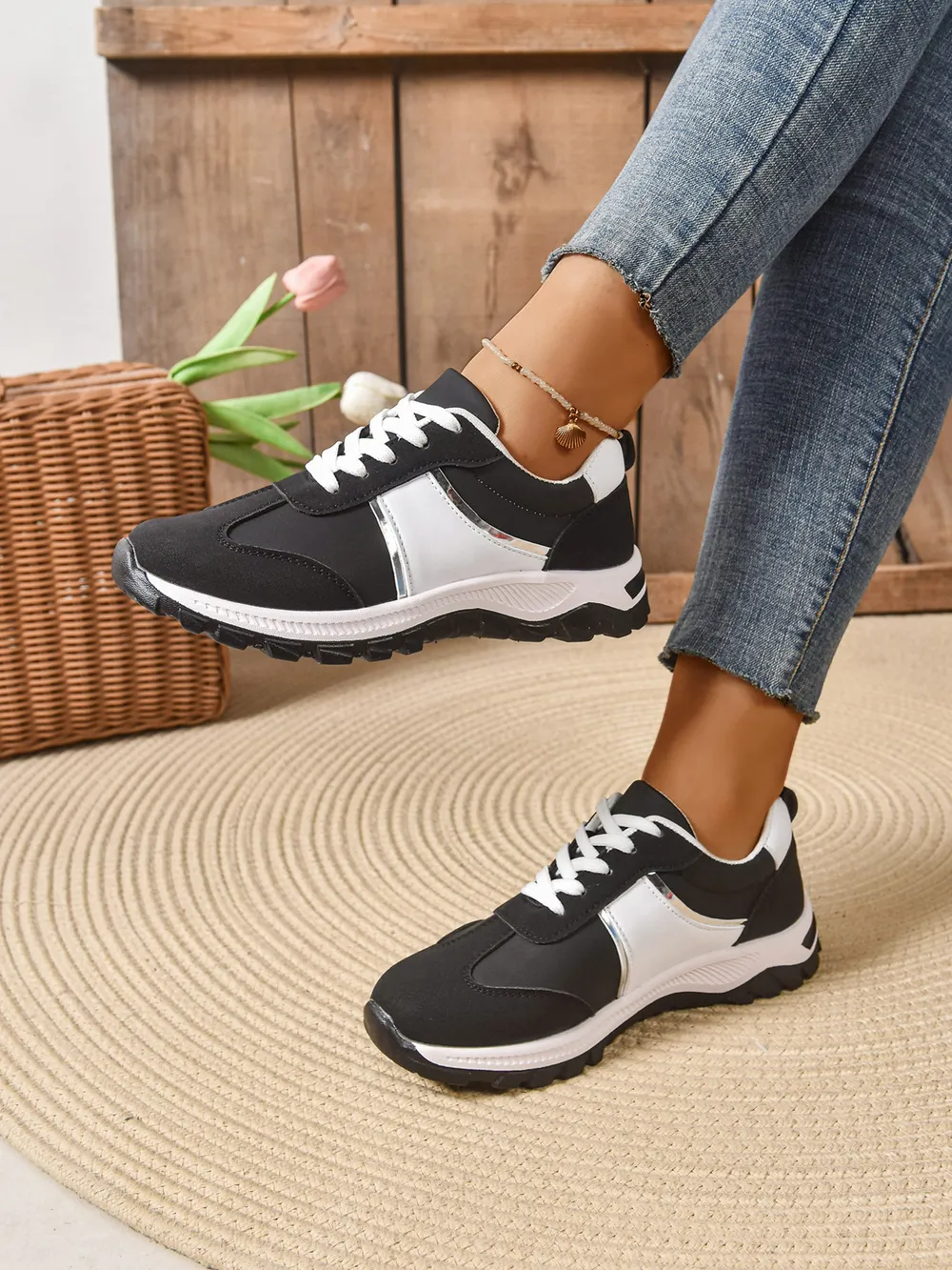 Contrast Lace Up Sneakers, image 3