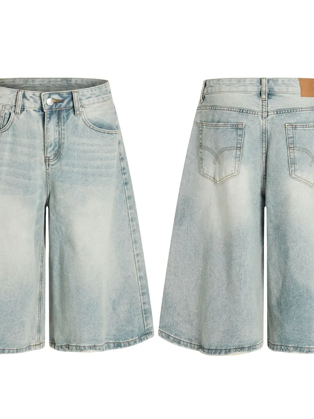 Men's Wash Wide Leg Denim Shorts, image 4