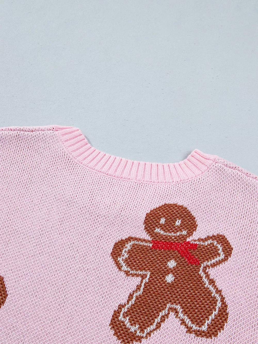 Gingerbread Pattern Round Neck Long Sleeve Shift Sweater, image 10