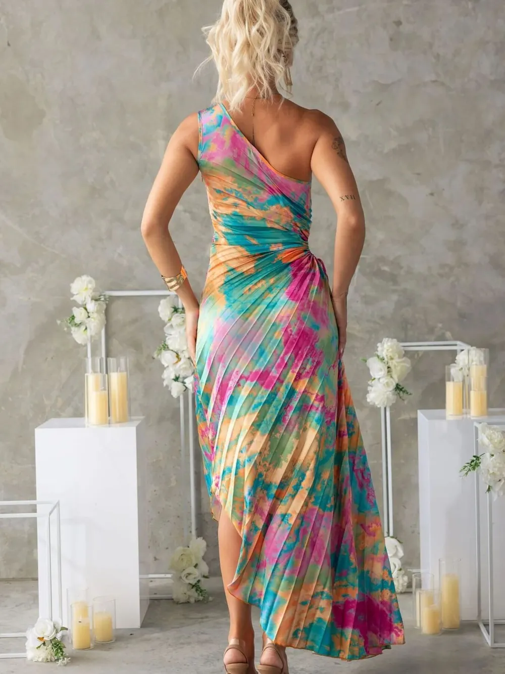 Printed One Shoulder Asymmetrical Maxi Dress, image 6