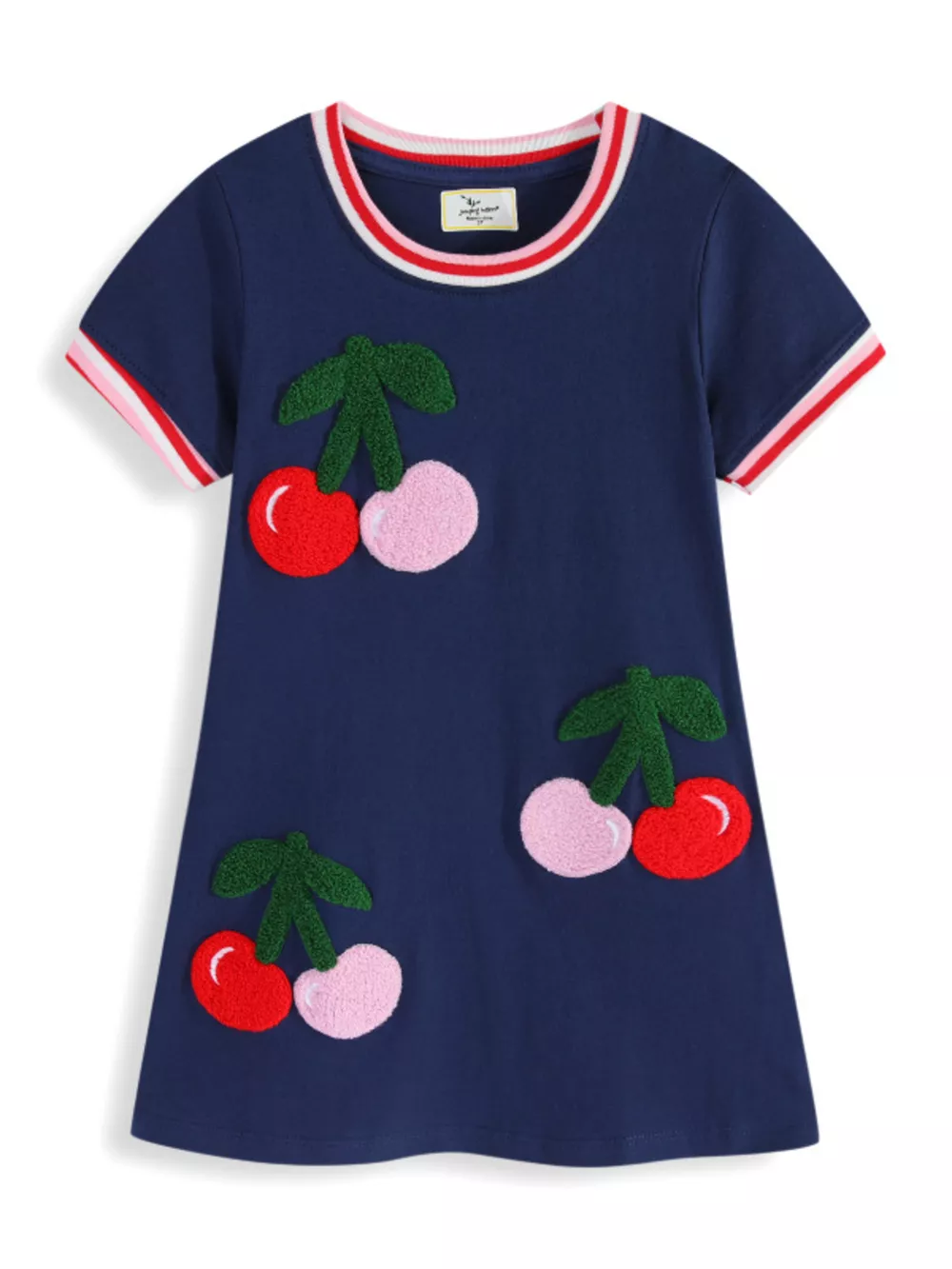 Children's Cherry Applique Short Sleeve Dress, image 3