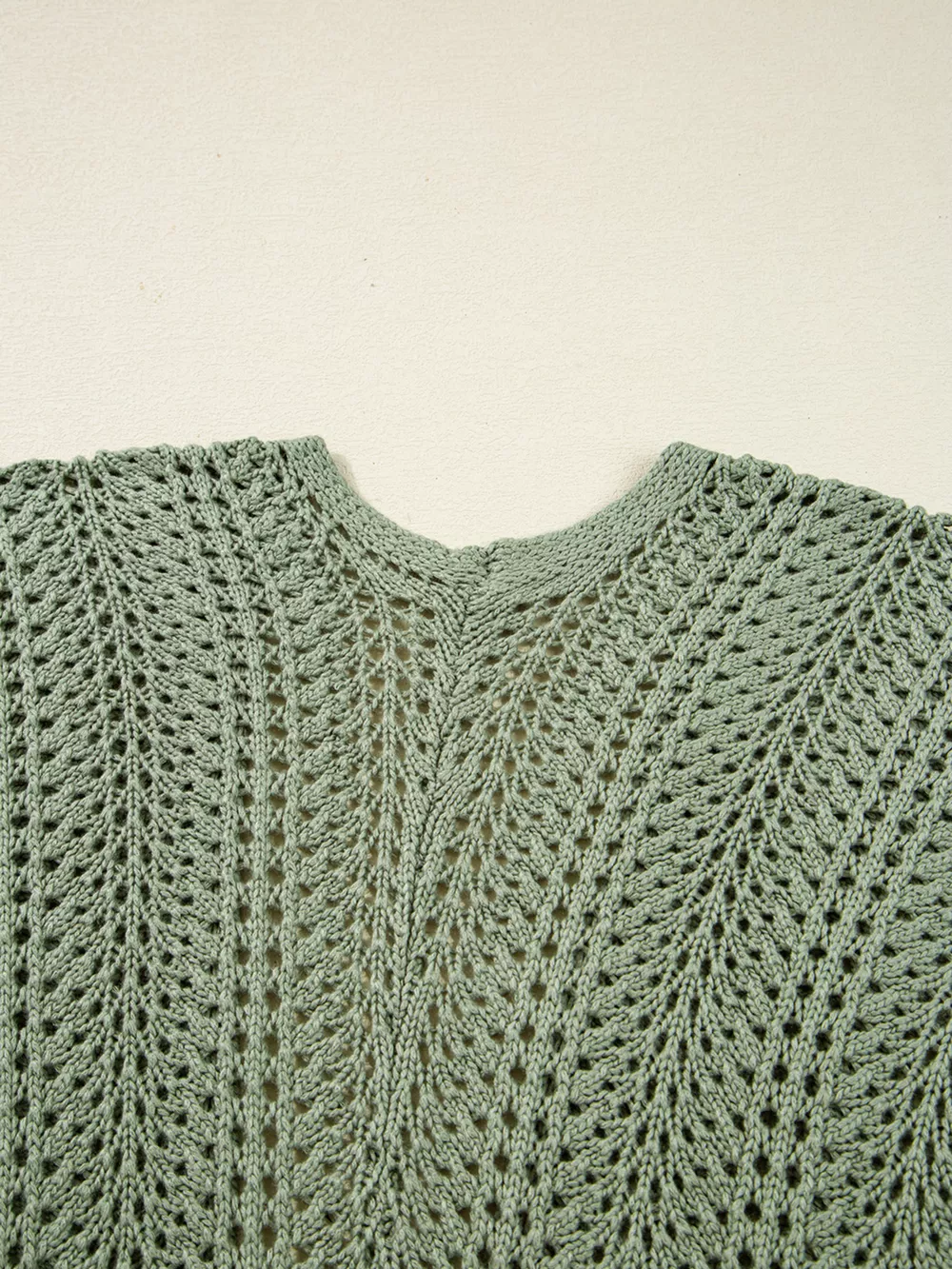 Scalloped Edge Eyelet Knit Batwing Sleeve Cardigan, image 4