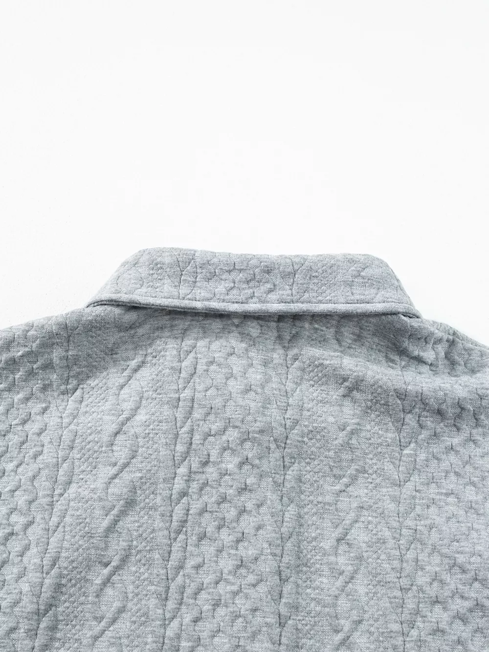 Cable Texture Puff Sleeve Loose Shacket, image 28