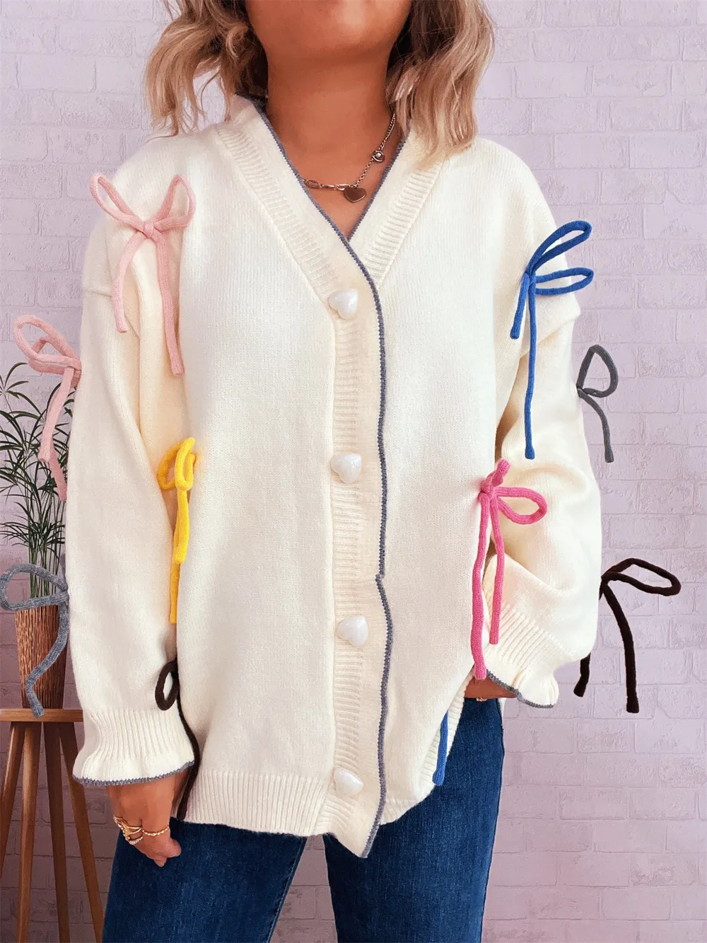 Bow Tie Button Up Cardigan, image 4