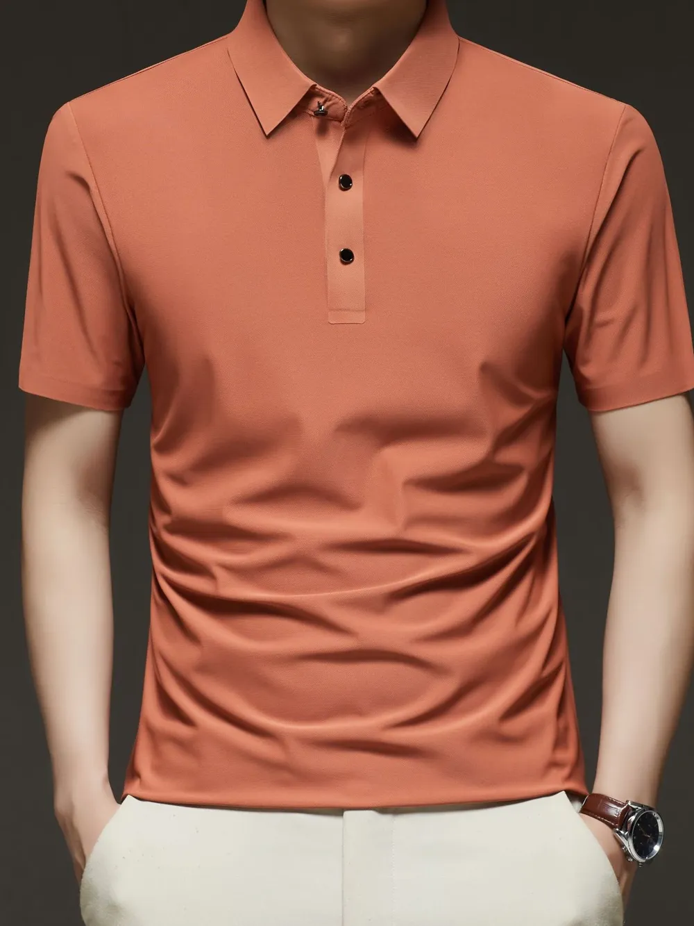 Men's Plus Size Button Detail Short Sleeve Polo, image 5